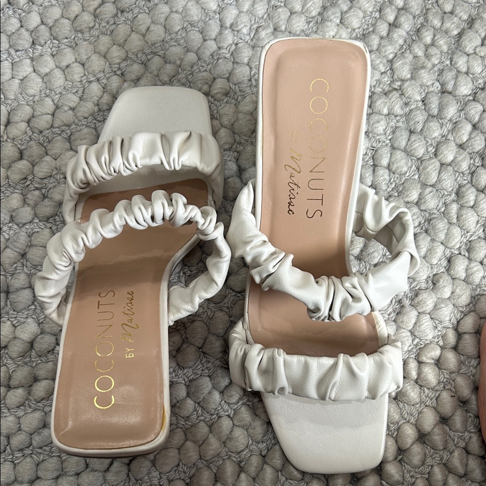 Coconuts by Matisse Cream Ruffled Sandals